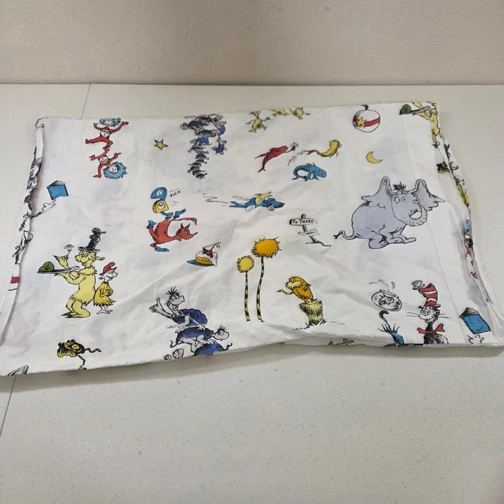Dr Seuss Characters Standard Pillowcase Cat in the Hat Horton Lorax Thing 1